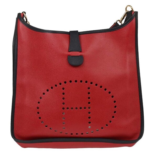 Hermes Rouge Vif Courchevel Evelyne 1 PM Shoulder Bag - Picture 1 of 10